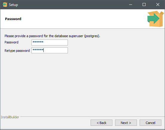 Set the postgres password Set the postgres password