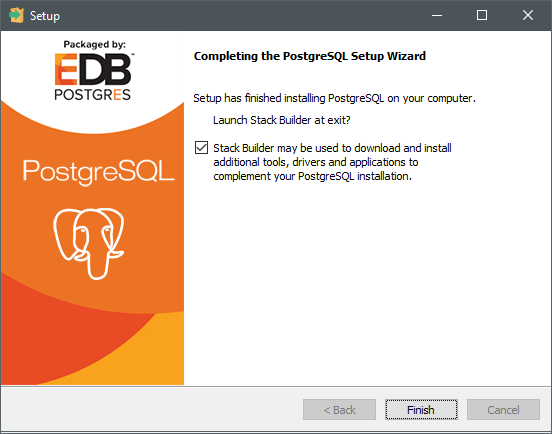 PostgreSQL installation finished PostgreSQL installation finished