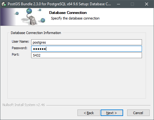 Enter database connection data Enter database connection data