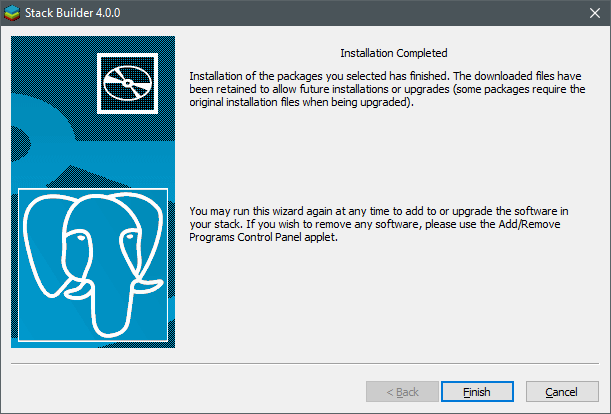 PostgreSQL installation also finished PostgreSQL installation also finished