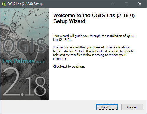 Begin of QGIS installation Begin of QGIS installation