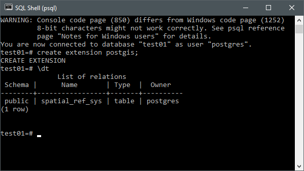 List of tables after PostGIS extension installation List of tables after PostGIS extension installation