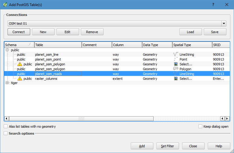 OSM tables in our database OSM tables in our database