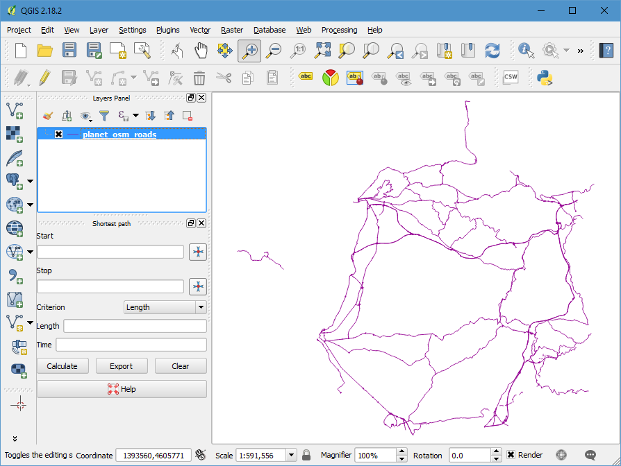 QGIS shows only roads QGIS shows only roads