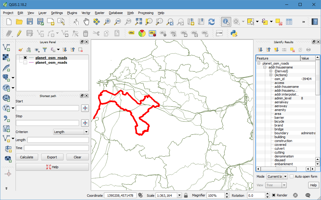 Showing Features of a selected geometry Showing Features of a selected geometry