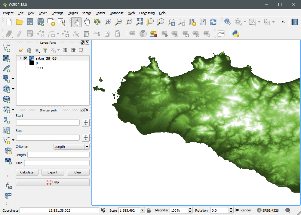 QGIS Screenshot of Sicily west coast QGIS Screenshot of Sicily west coast