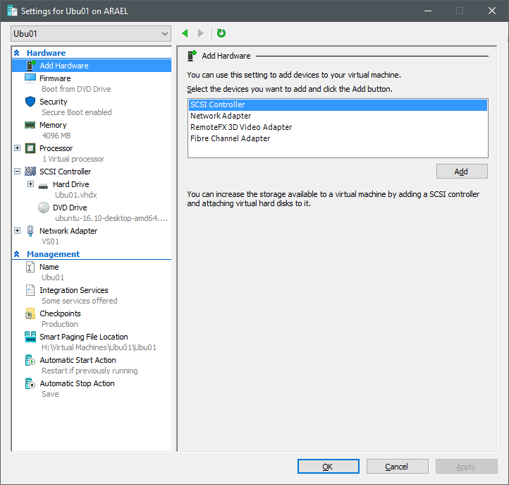 Virtual machine settings Virtual machine settings