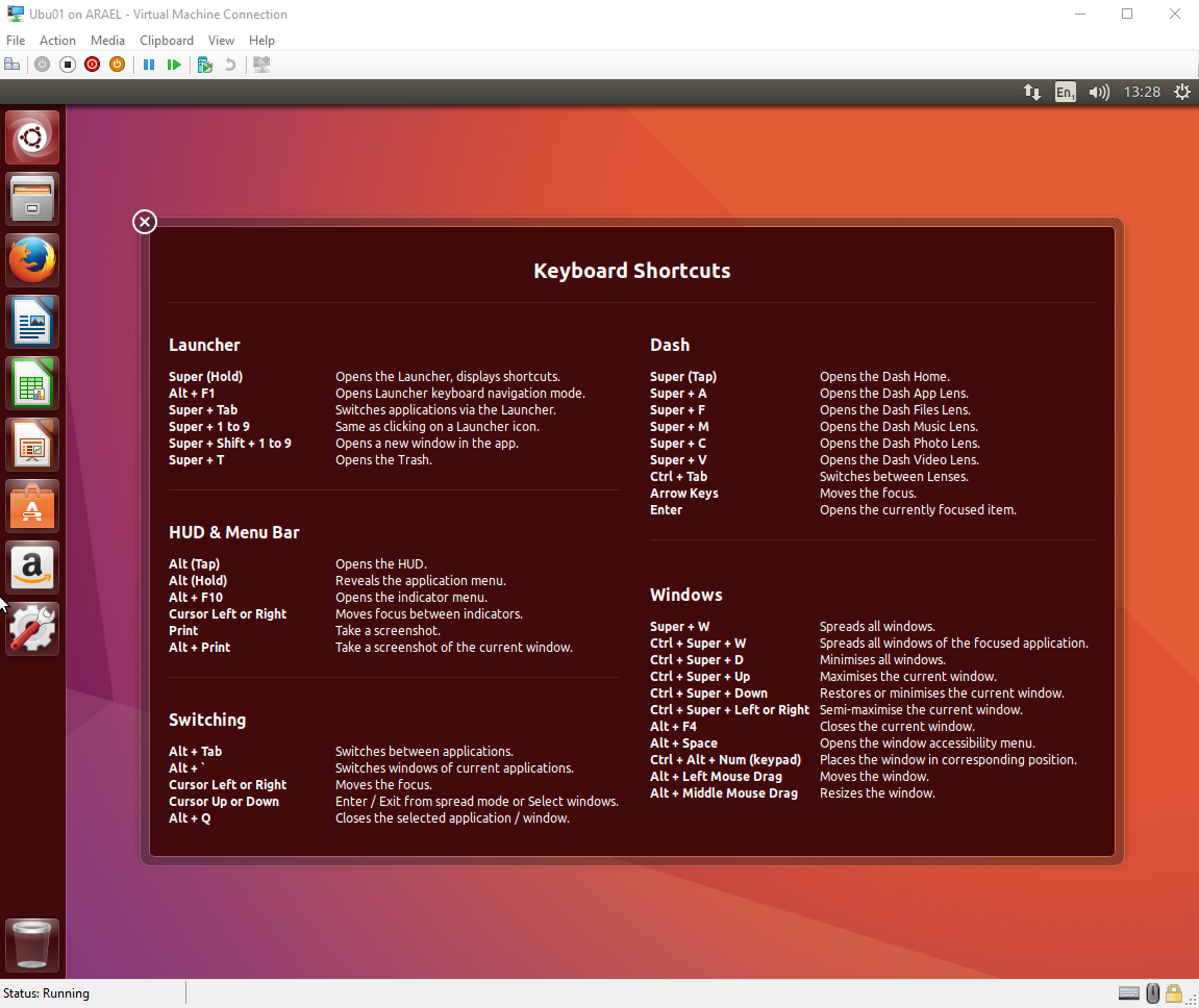Ubuntu virtual machine started Ubuntu virtual machine started